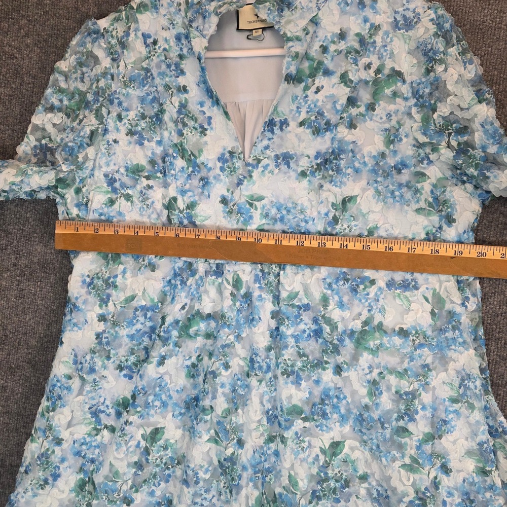 Tuckernuck Organza Palmerston Dress Water's Edge Hydrangea XL Feminine Whimsical - Picture 12 of 16